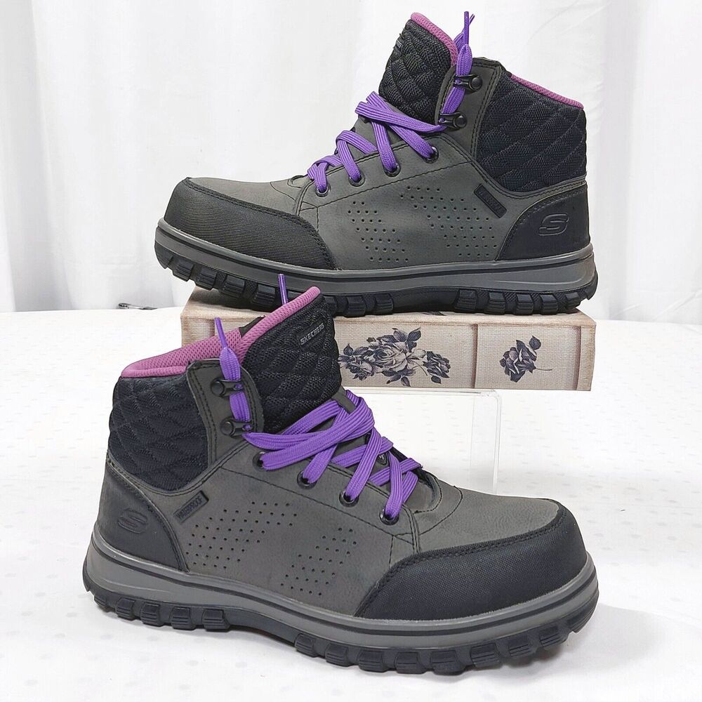 Skechers Women's Gray and Purple High-Top Sneakers